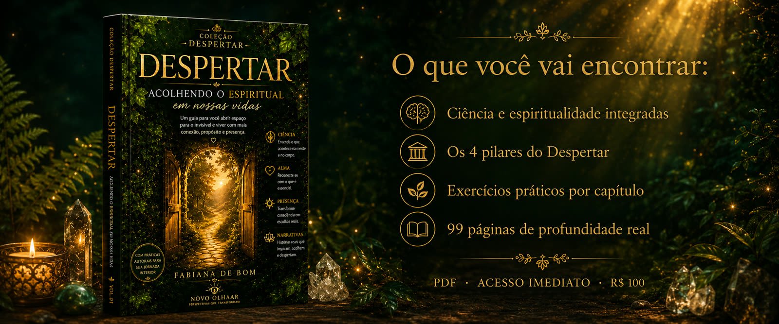 Capa do livro Despertar: Acolhendo o Espiritual em Nossas Vidas, com a lista do que você vai encontrar