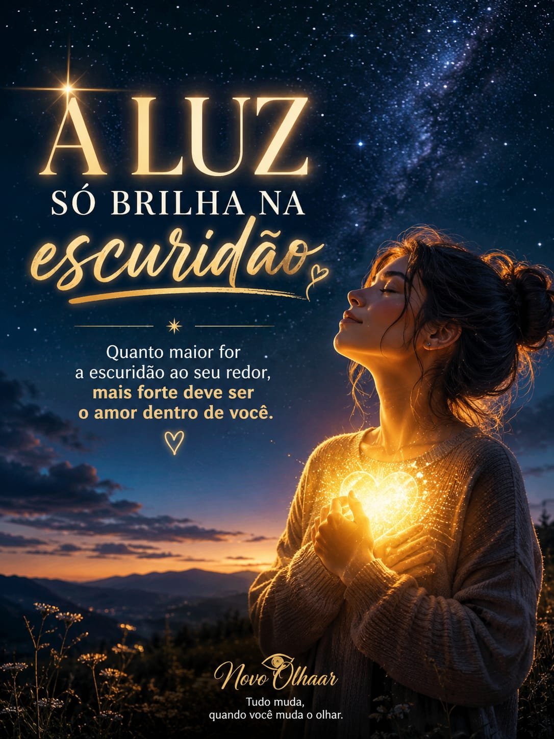 A luz só brilha na escuridão — quanto maior for a escuridão ao seu redor, mais forte deve ser o amor dentro de você