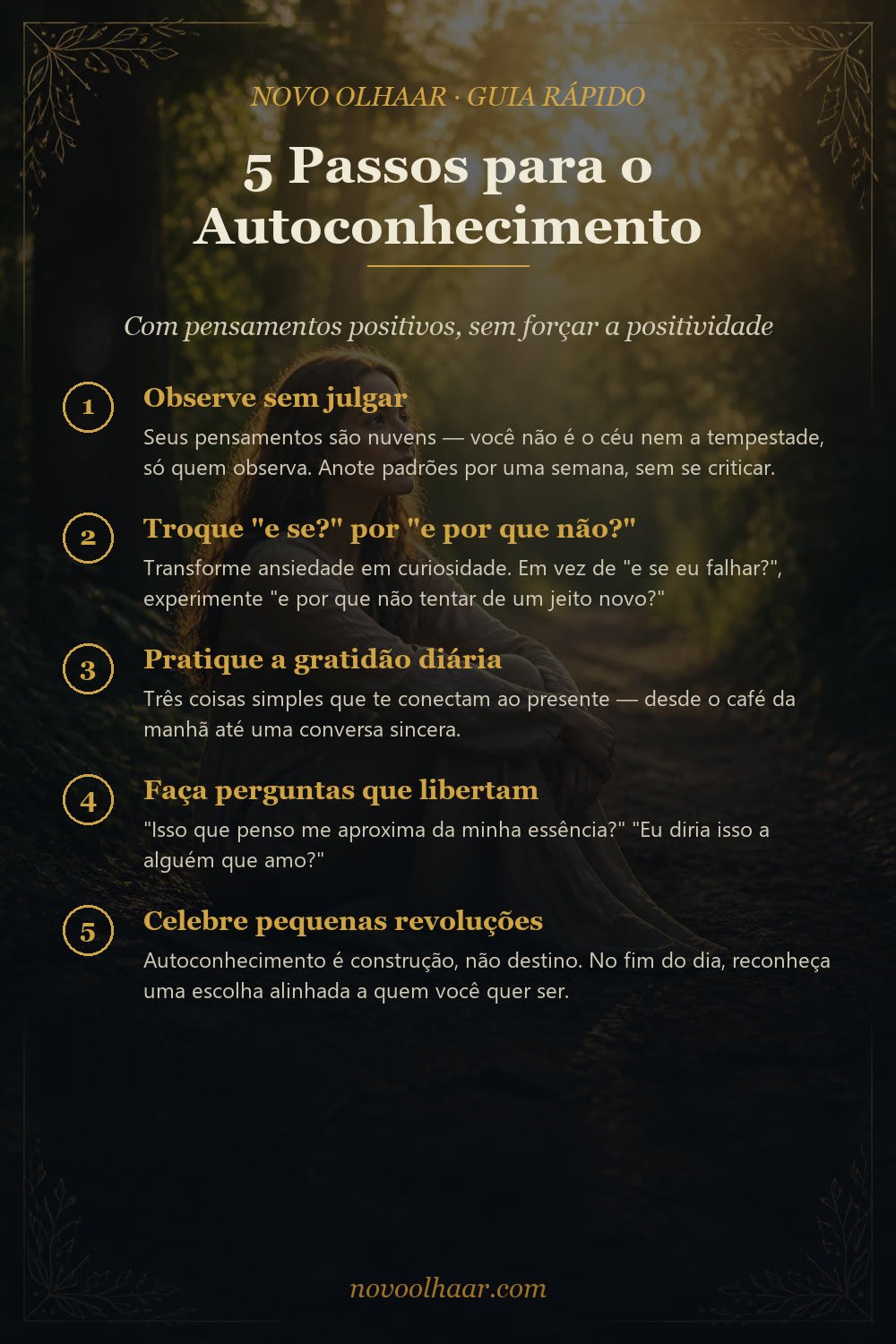 5 Passos para o Autoconhecimento com Pensamentos Positivos — guia rápido Novo Olhaar