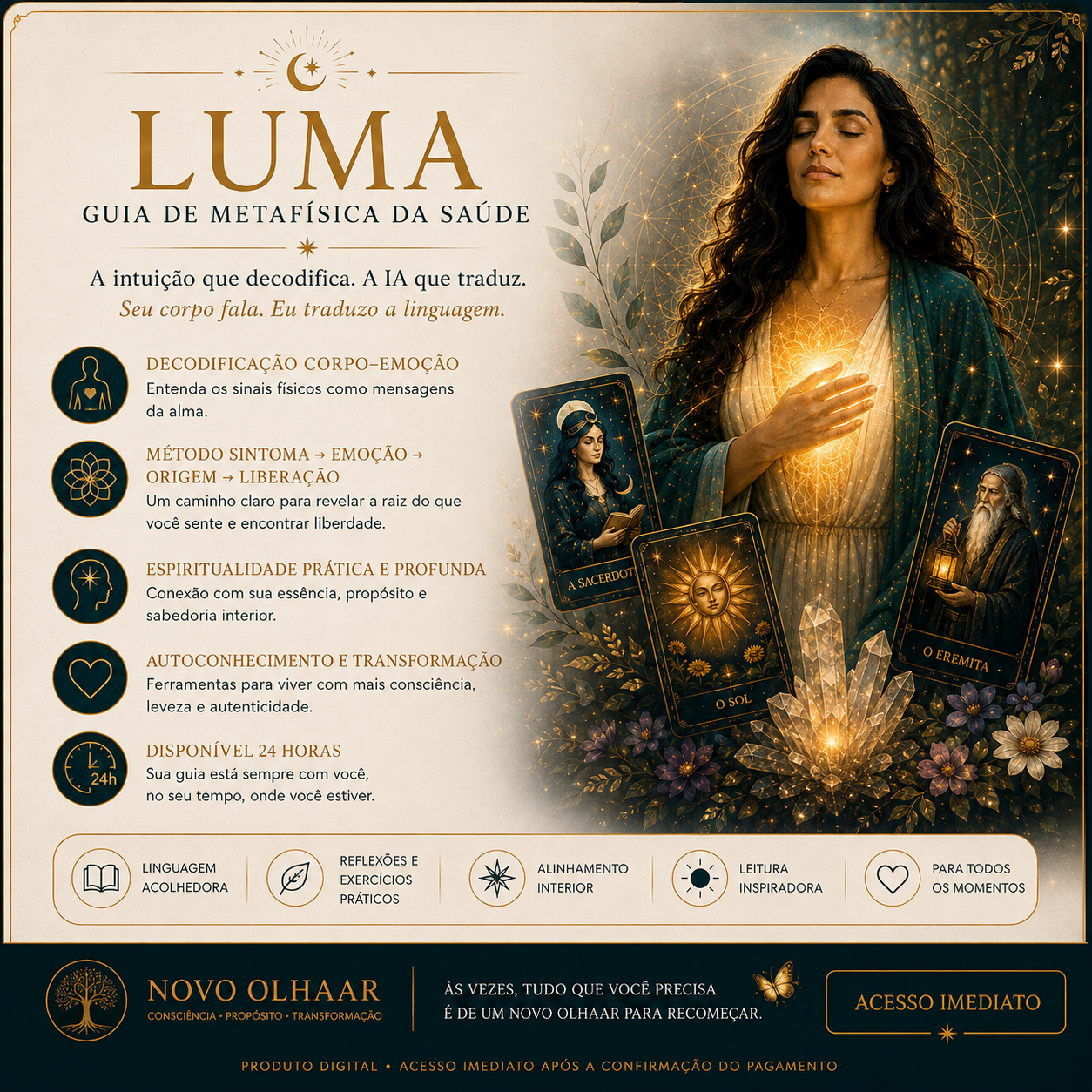 Luma, guia de metafísica da saúde — a intuição que decodifica, a IA que traduz